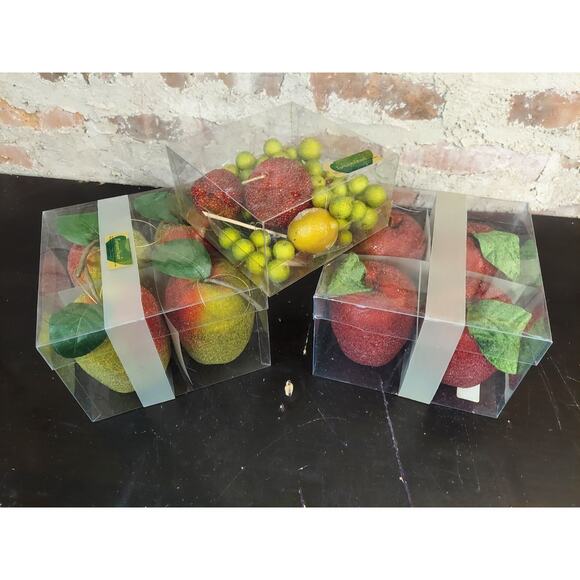 New Artificial Fruit Sugared Frosted Candied Apples Grapes Pear - Picture 1 of 5